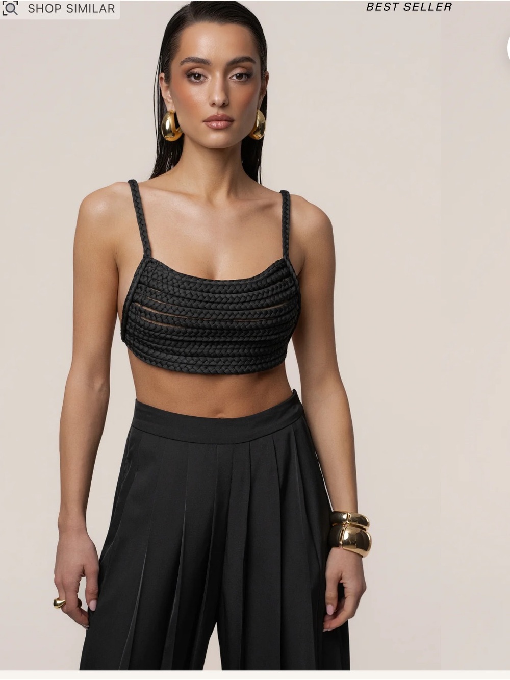 JLUXLABEL Black Braided Back Crop Top